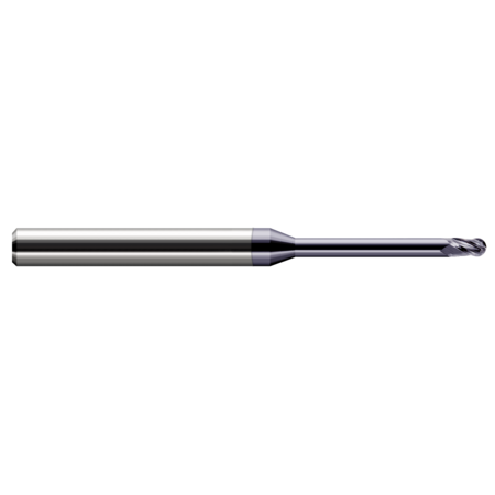 HARVEY TOOL Miniature End Mill - Ball - Long Reach, Stub Flute, 0.0200" 966020-C3